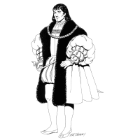 A coloring page of renaissance clothing